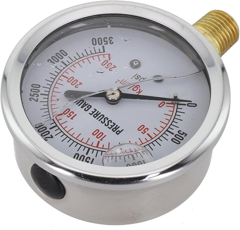 Stainless Steel Hydraulic Oil Pressure Gauge 0 3500 Psi Glycerin Filled IP67 Waterproof - Image 4