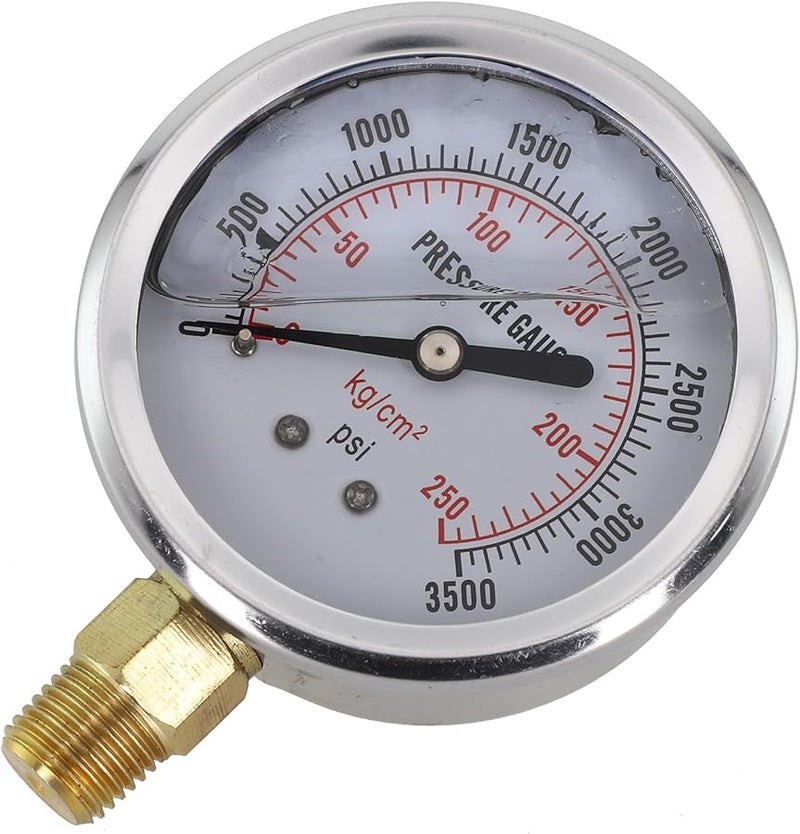 Stainless Steel Hydraulic Oil Pressure Gauge 0 3500 Psi Glycerin Filled IP67 Waterproof - Image 3