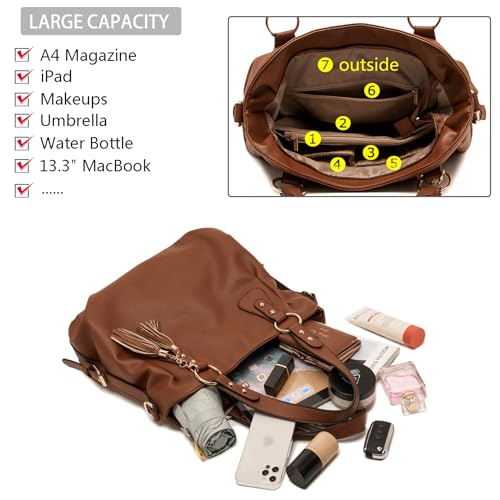 Soperwillton Fashion Handbag for Women Shoulder Bag Top Handle Satchel Hobo Tote Bag Purse Set 4pcs - Image 5