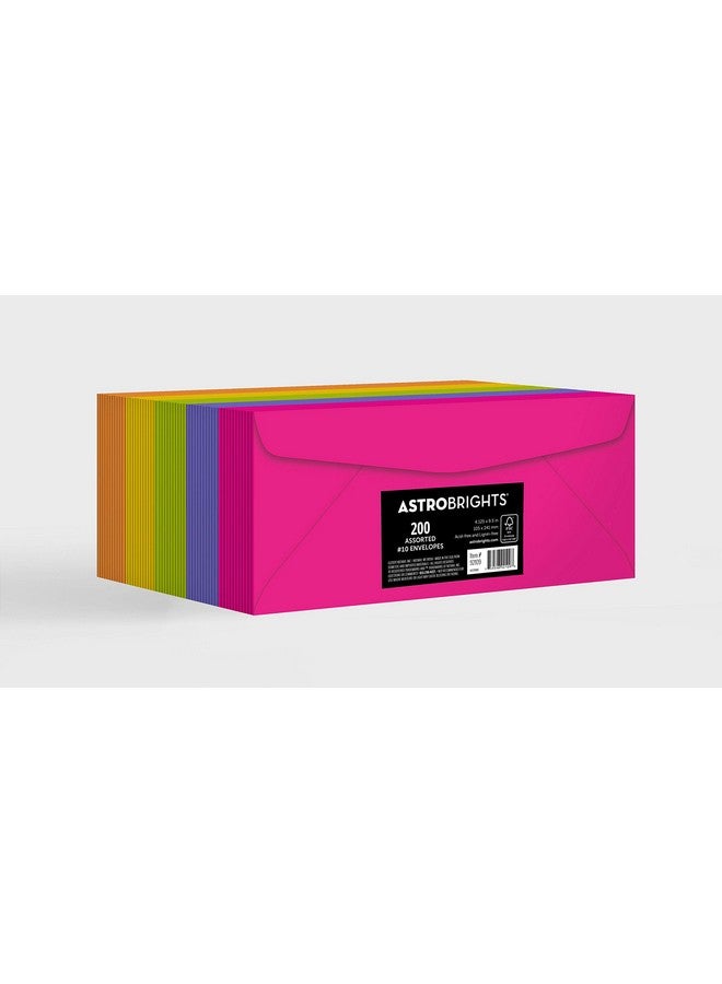 Astrobrights Color 10 Envelopes 4.125" X 9.5" 24 Lb/89 Gsm "Happy" 5Color Assortment 200 Pack (92109) - Image 1