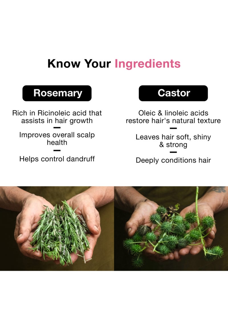 Soulflower Rosemary Castor Hair Oil For Hair Growth, Hairfall Control, For Dry And Damaged Hair, Certified Organically, 100 % Pure, Vegan  - Image 2