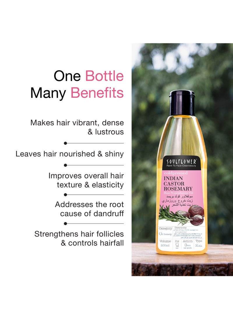 Soulflower Rosemary Castor Hair Oil For Hair Growth, Hairfall Control, For Dry And Damaged Hair, Certified Organically, 100 % Pure, Vegan  - Image 4
