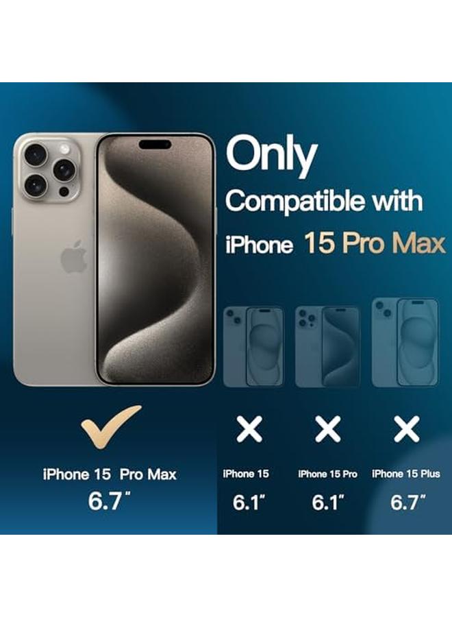 جي تيك جراب مغناطيسي 3 في 1 لهاتف Iphone 15 Pro Max مقاس 6.7 بوصة مع قطعتين من واقيات الشاشة الزجاجية المقواة المتوافقة مع غطاء الهاتف المقاوم للصدمات من Magsafe مصنوع من التيتانيوم الطبيعي - Image 2