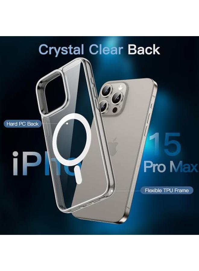 جي تيك جراب مغناطيسي 3 في 1 لهاتف Iphone 15 Pro Max مقاس 6.7 بوصة مع قطعتين من واقيات الشاشة الزجاجية المقواة المتوافقة مع غطاء الهاتف المقاوم للصدمات من Magsafe مصنوع من التيتانيوم الطبيعي - Image 4