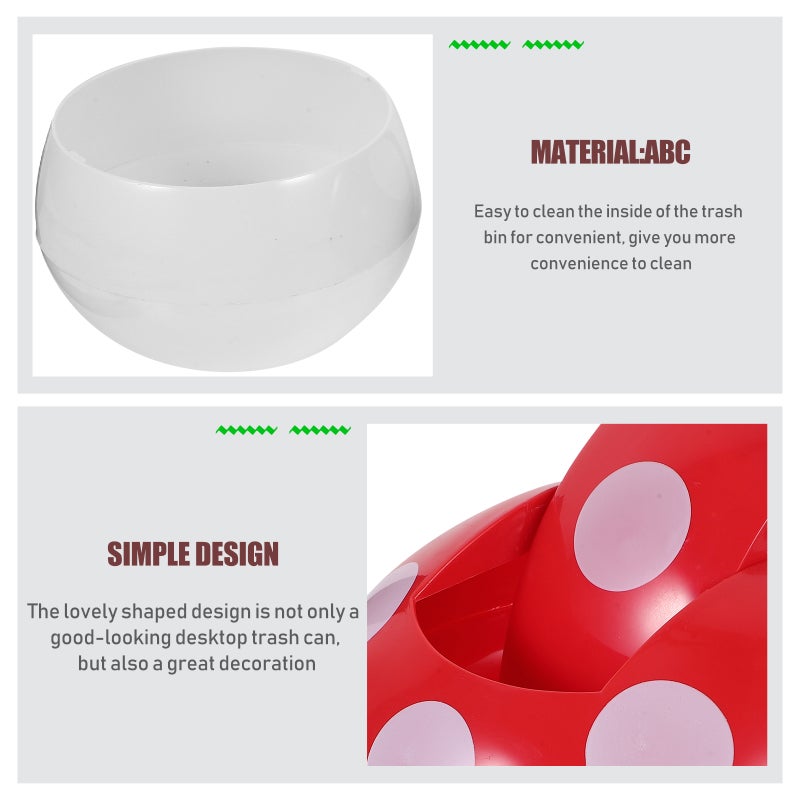 Mushroom Mini Trash Can Adorable Garbage Bin Trash Can with Lid Desktop Trash Can - Image 2