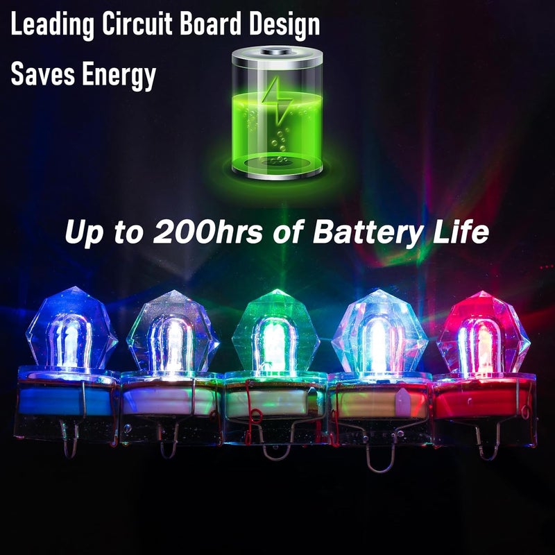 Dr.Fish 5 Pack LED Deep Drop Fishing Lights Diamond Lights Water Activate LED Lighted Lures Deep Drop Rig Fishing Flashers Hablibut Tuna Swordfish - Image 2