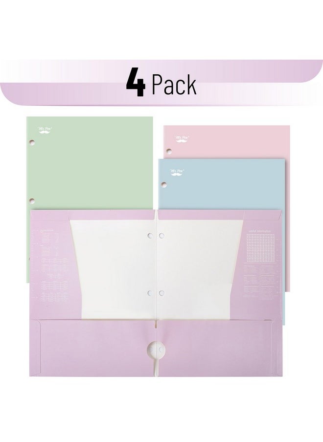 Mr. Pen - Pocket Folders 4 Pocket 4 Pack Pastel Colors Folders With Pockets 3 Hole Punched Folders Folders For School Folders With Pockets Binder Folders Pocket Folders For 3 Ring Binder - Image 1