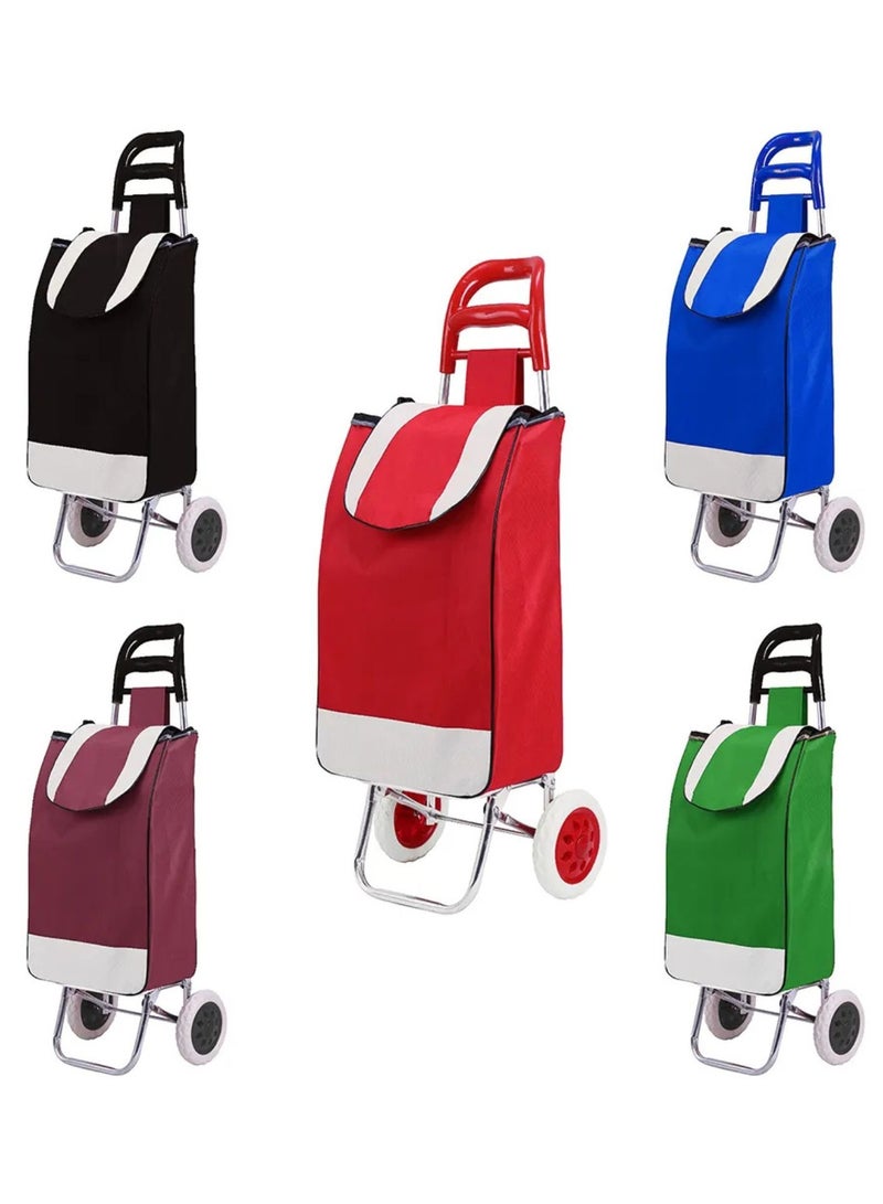 BJM Foldable Shopping Trolly Luggage Bag Vegetable Trolley with Wheel Easy to Carry Travelling Luggage Trolley Bag with Good Looking and Easy Carring  (Assorted Colors)