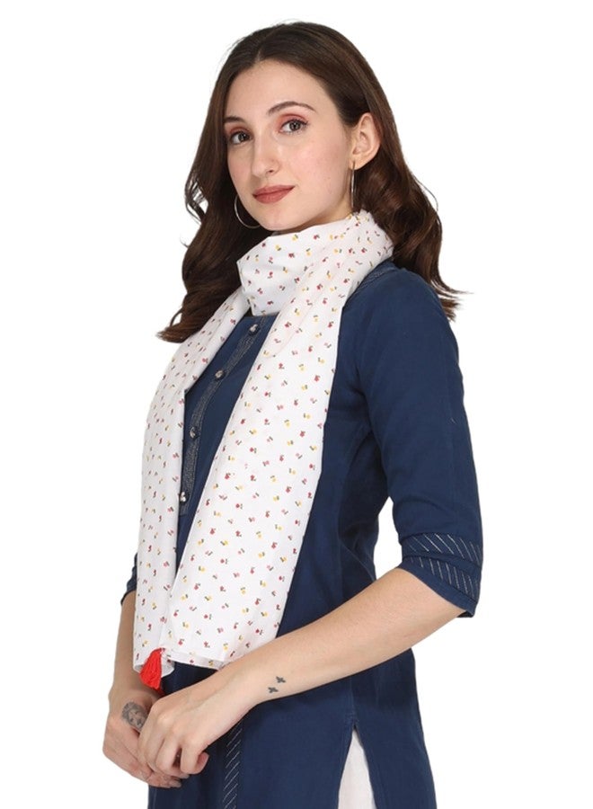 Switchon Nursing Cover for Breastfeeding Multi Use Poncho Style Scarf with Buttons, Feeding Apron Breathable for Pre & Post Pregnancy Free Size (72inch x 22inch) (White_Multi) - Image 1