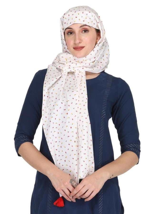 Switchon Nursing Cover for Breastfeeding Multi Use Poncho Style Scarf with Buttons, Feeding Apron Breathable for Pre & Post Pregnancy Free Size (72inch x 22inch) (White_Multi) - Image 2