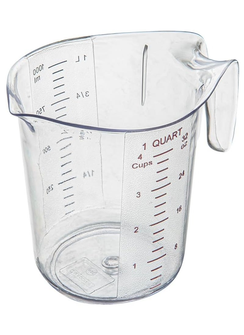 Measuring Jar 1000ml Durable Measuring Beaker Metric And Imperial Units, V-Shaped Spout Clear Plastic Measuring Cup Handle With Thumb Grip Tolerates Up To 248F