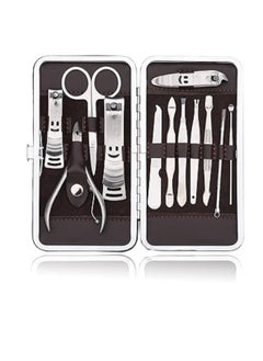 Generic 12-Piece Manicure Pedicure Nail Set with Leather Case Silver  - Image 1