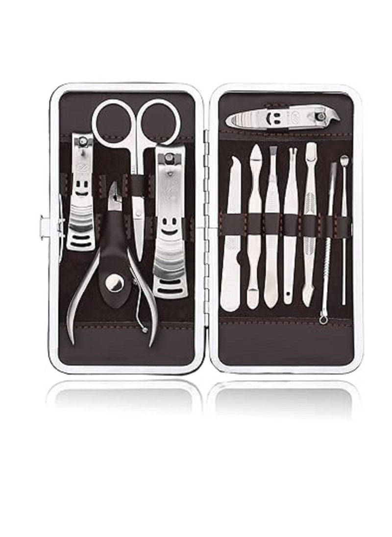 Generic 12-Piece Manicure Pedicure Nail Set with Leather Case Silver  - Image 1