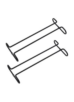 KASTWAVE SYOSI Wine Glass Racks, Wall Mounted Stainless Steel Hanging Wine Glass Rack, Under Cabinet Stemware Rack, for Kitchen Bar Pub, Black, 2 Pack  - Image 1