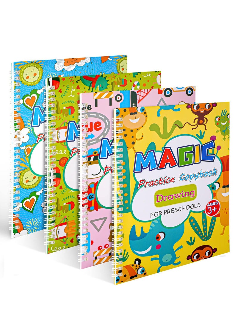 Excefore Practice Copybook, Handwriting Copybook Set with Magic Pens, English Magic Calligraphy Copybook Set Practical Writing Paste Board for Kids, Writing Exercise Book for Preschoolers  - Image 1
