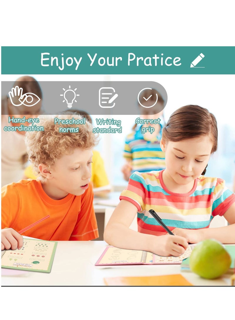 Excefore Practice Copybook, Handwriting Copybook Set with Magic Pens, English Magic Calligraphy Copybook Set Practical Writing Paste Board for Kids, Writing Exercise Book for Preschoolers  - Image 4