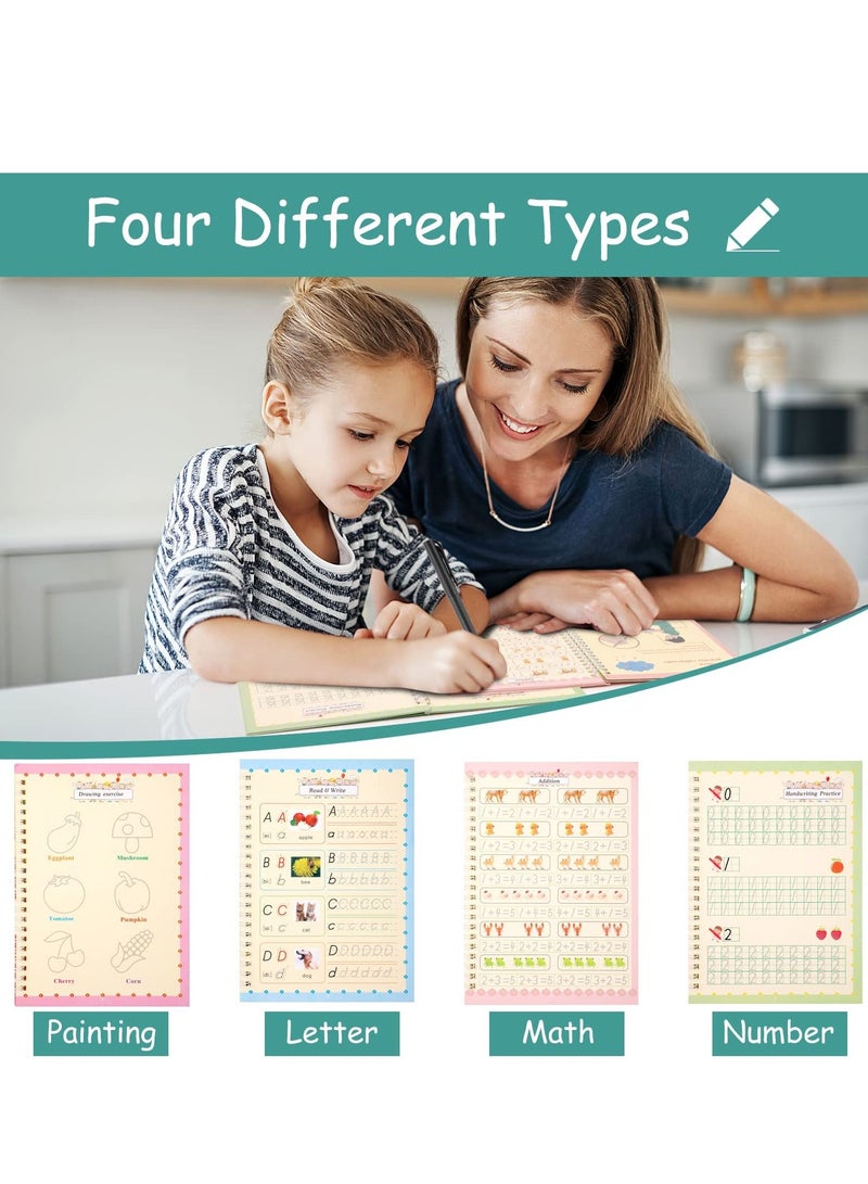 Excefore Practice Copybook, Handwriting Copybook Set with Magic Pens, English Magic Calligraphy Copybook Set Practical Writing Paste Board for Kids, Writing Exercise Book for Preschoolers  - Image 5