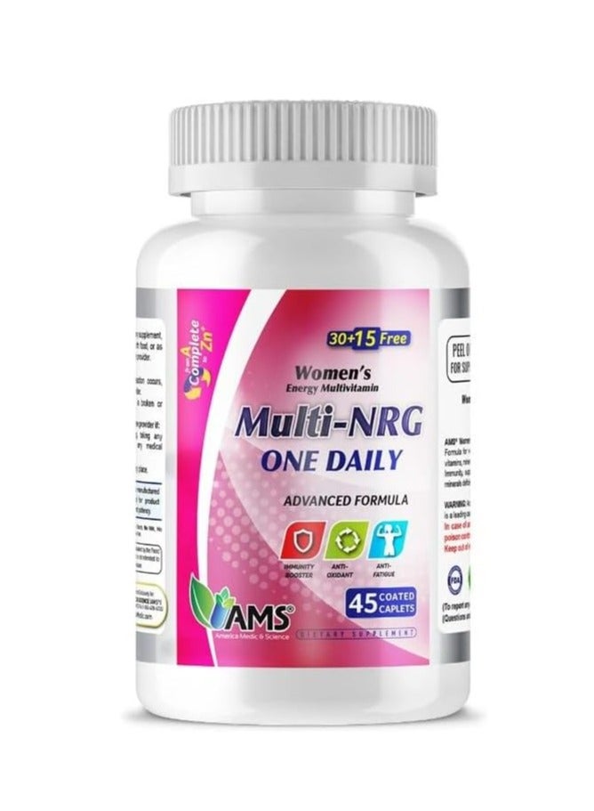 AMS أقراص مغلفة متعددة الفيتامينات للنساء من Multi-NRG، 45 قرصًا - Image 1