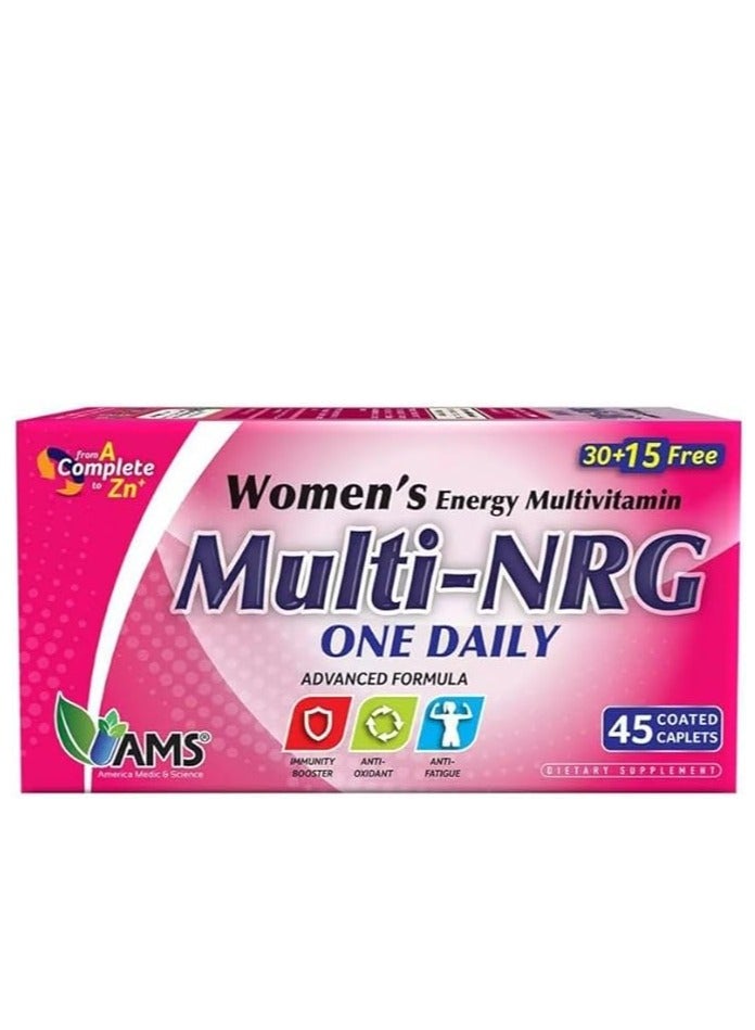 AMS أقراص مغلفة متعددة الفيتامينات للنساء من Multi-NRG، 45 قرصًا - Image 2
