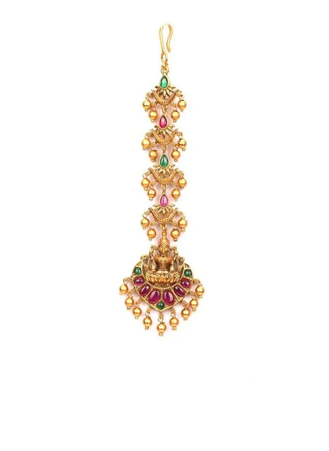Priyaasi Elegant Women Multicolour Brass Maang Tika with pattern and secured with closure and styled in ideal for Ethnic moments — crafted to elevate your special moments.