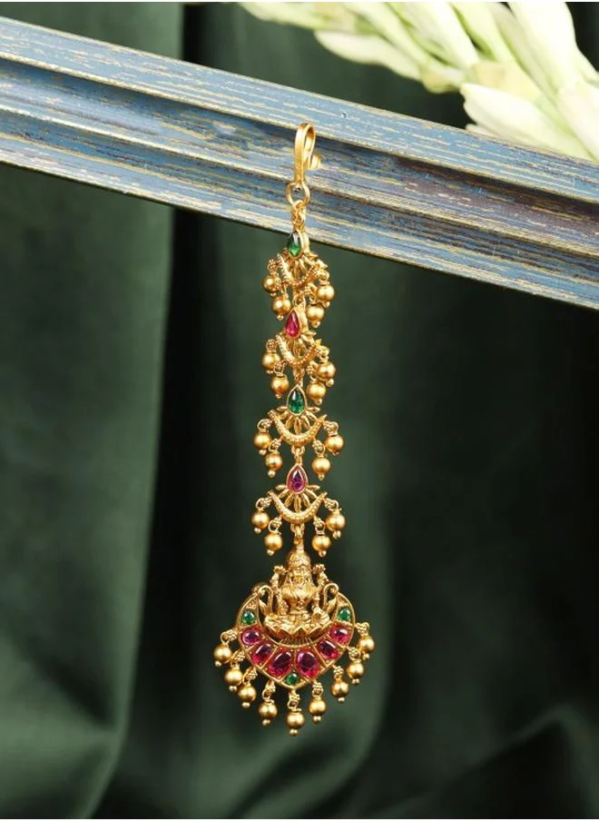 Priyaasi Elegant Women Multicolour Brass Maang Tika with pattern and secured with closure and styled in ideal for Ethnic moments — crafted to elevate your special moments.
