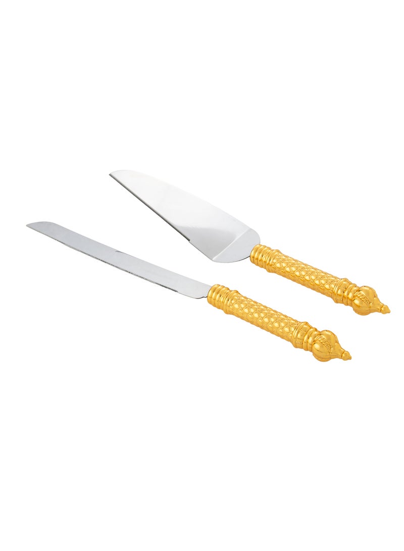 Dania A Set For Cutting Cakes And Sweets Consisting Of A Shovel And A Silver Knife With A Golden Handle  - Image 1