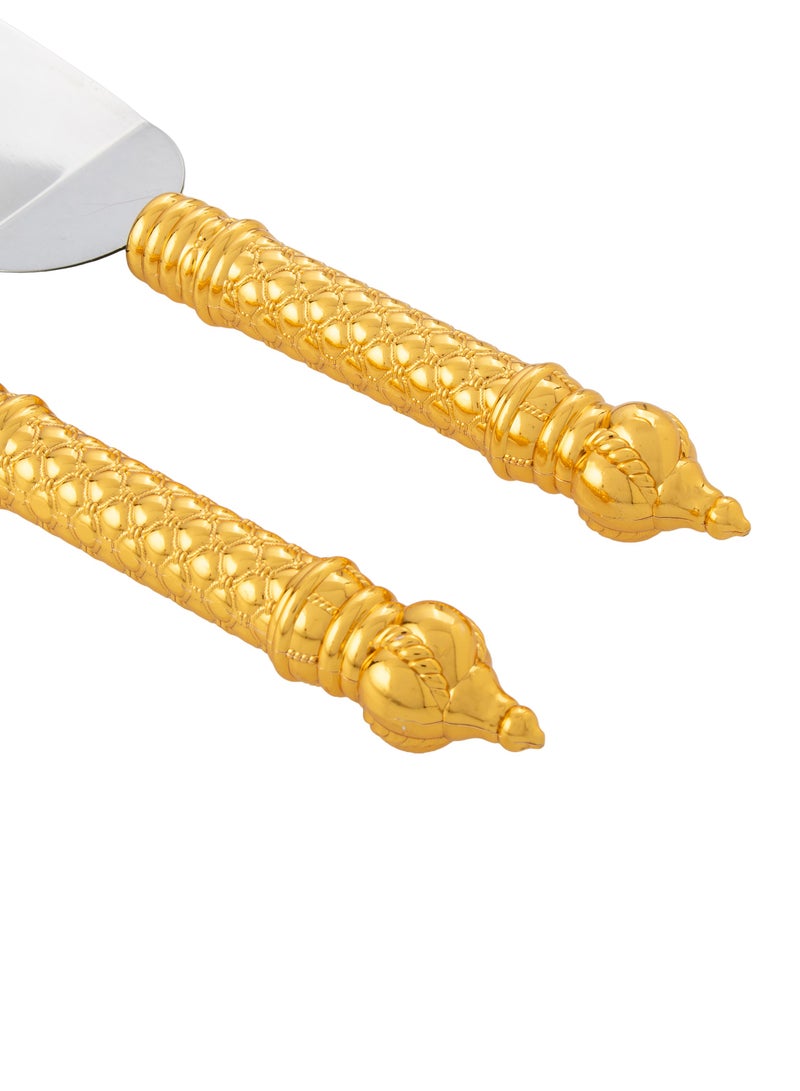 Dania A Set For Cutting Cakes And Sweets Consisting Of A Shovel And A Silver Knife With A Golden Handle  - Image 2