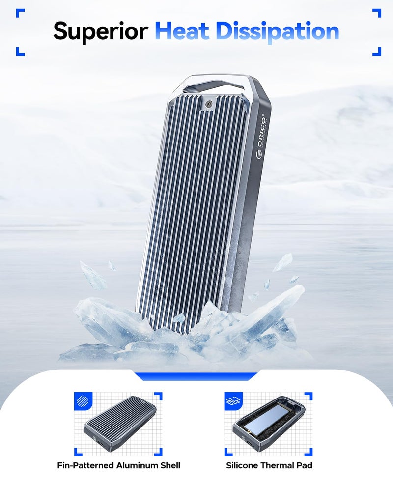 ORICO M.2 Enclosure for NVMe SSD, USB4.0 40Gbps Type-C to M Key B+M Key 2280 Aluminum External SSD Case Compatible with Thunderbolt 3/4 USB3.2/3.1/3.0/ Type-C-M2V01 - Image 4
