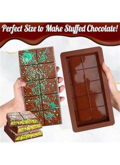 Generic Deep Chocolate Bar Molds 2 Pack, 1 Inch Deep Large and Thick Silicone Chocolate Bar Molds for Stuffed Bar, Big Chocolate Candy Bar Mold for Filling Knafeh Pistachio Chocolate Bar  - Image 2