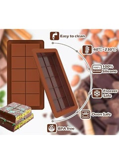 Generic Deep Chocolate Bar Molds 2 Pack, 1 Inch Deep Large and Thick Silicone Chocolate Bar Molds for Stuffed Bar, Big Chocolate Candy Bar Mold for Filling Knafeh Pistachio Chocolate Bar  - Image 5