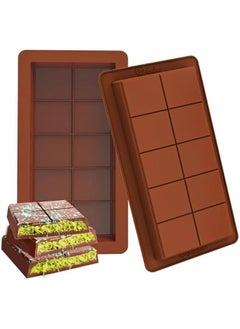 Generic Deep Chocolate Bar Molds 2 Pack, 1 Inch Deep Large and Thick Silicone Chocolate Bar Molds for Stuffed Bar, Big Chocolate Candy Bar Mold for Filling Knafeh Pistachio Chocolate Bar  - Image 1