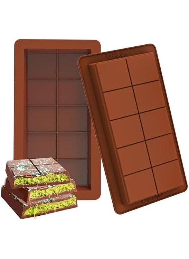 Generic - Deep Chocolate Bar Molds 2 Pack, 1 Inch Deep Large and Thick Silicone Chocolate Bar Molds for Stuffed Bar, Big Chocolate Candy Bar Mold for Filling Knafeh Pistachio Chocolate Bar - Image 1