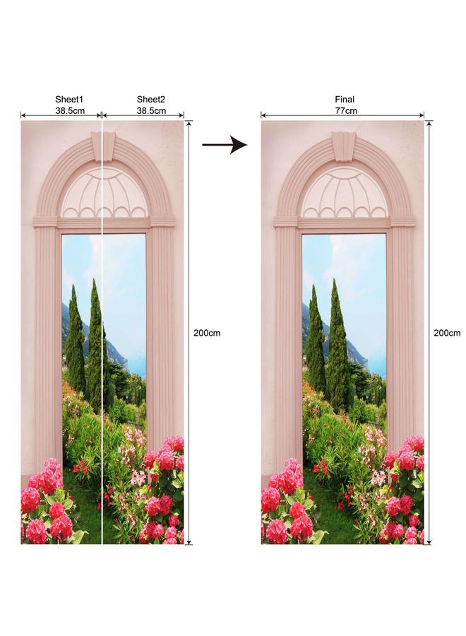 الأزرق جي دبليو المناظر الطبيعية الأوروبية والأمريكية قابلة للإزالة ، غرفة نوم مقاومة للماء ، غرفة معيشة ممتدة لمحاكاة باب مقوس PVC MT257-290 - Image 1