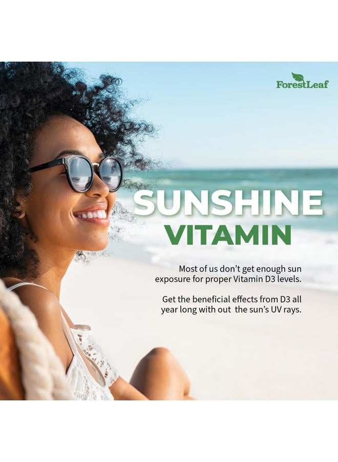 ForestLeaf فيتامين د3 10000 وحدة دولية - دعم صحة العظام والمناعة - كبسولات صغيرة سهلة البلع - خالية من الكائنات المعدلة وراثيًا وخالية من الجلوتين - مكملات فيتامين د - فيتامين د3 للنساء والرجال، 180 حبة - Image 4