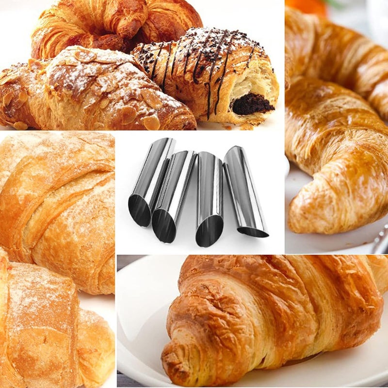 PCTC 6 Pack Cannoli Tubes, 5 inch Large Stainless Steel Cannoli Forms Non-stick Cream Horn Danish Pastry Molds for Croissant Shell Cream Roll - Image 3