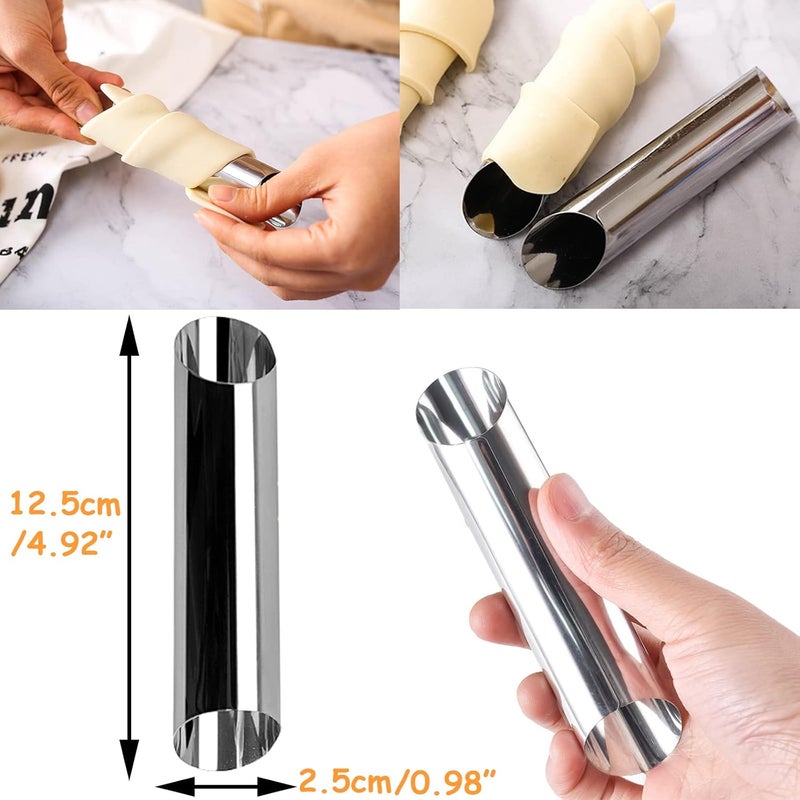 PCTC 6 Pack Cannoli Tubes, 5 inch Large Stainless Steel Cannoli Forms Non-stick Cream Horn Danish Pastry Molds for Croissant Shell Cream Roll - Image 5