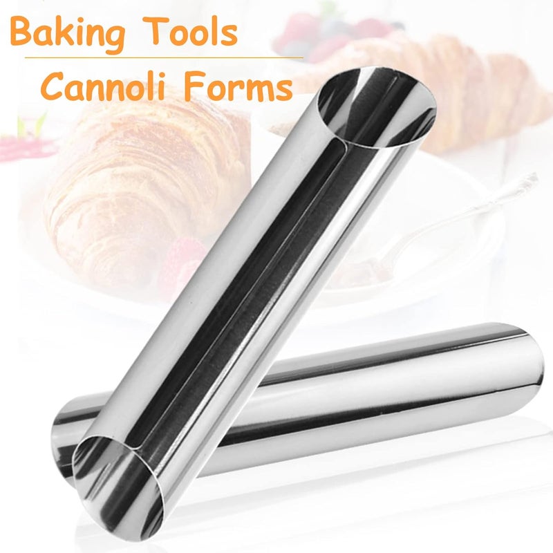 PCTC 6 Pack Cannoli Tubes, 5 inch Large Stainless Steel Cannoli Forms Non-stick Cream Horn Danish Pastry Molds for Croissant Shell Cream Roll - Image 2
