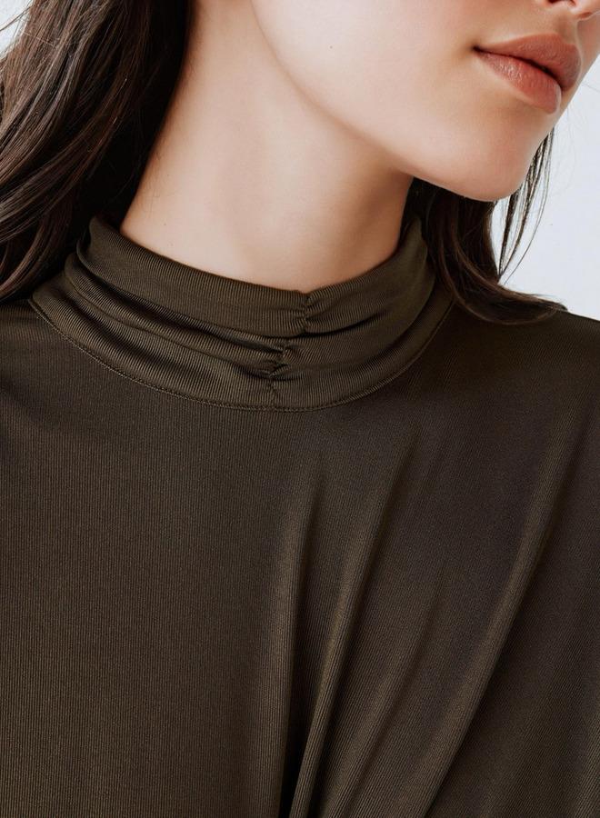 Iconic Textured Midi Dress with High Neck - Image 3