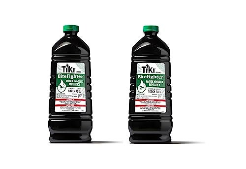 TIKI BiteFighter® Mosquito Repellent Torch Fuel 3/4 Gallon (100 oz.) 2-Pack, Citronella & Cedar Formula for Mosquito Repellency, Easy Pour Bottle, Use with Torches & Table Torches, Outdoor & Backyard - Image 1