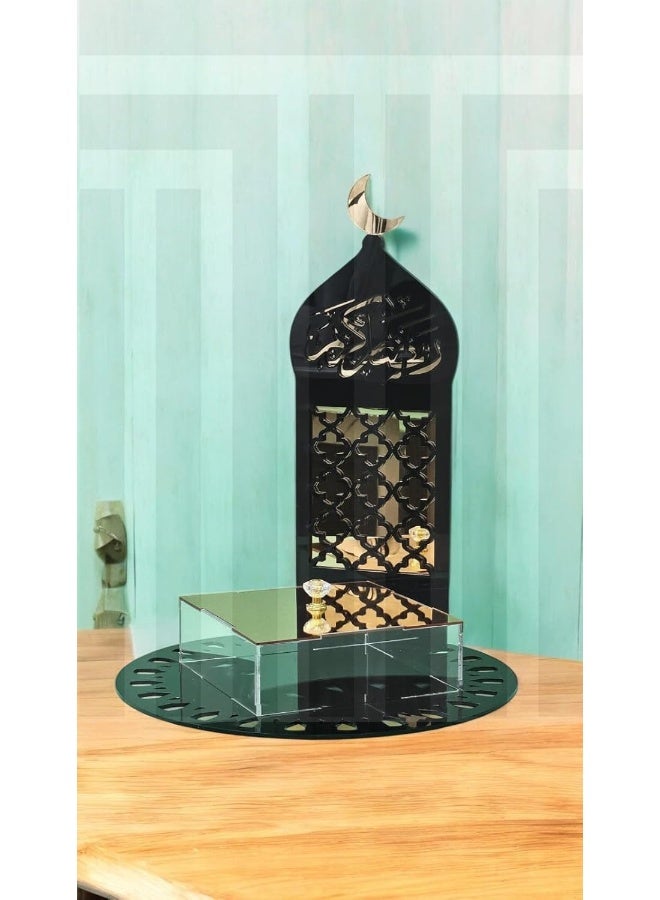 TPGP Decorative Ramadan Eid Display Tray with Ramadan Acrylic Food, Sweets, Candy And Dates closed Box. Table Top Coffee Table Organizer Home Decorative And kitchen. (Type 03)