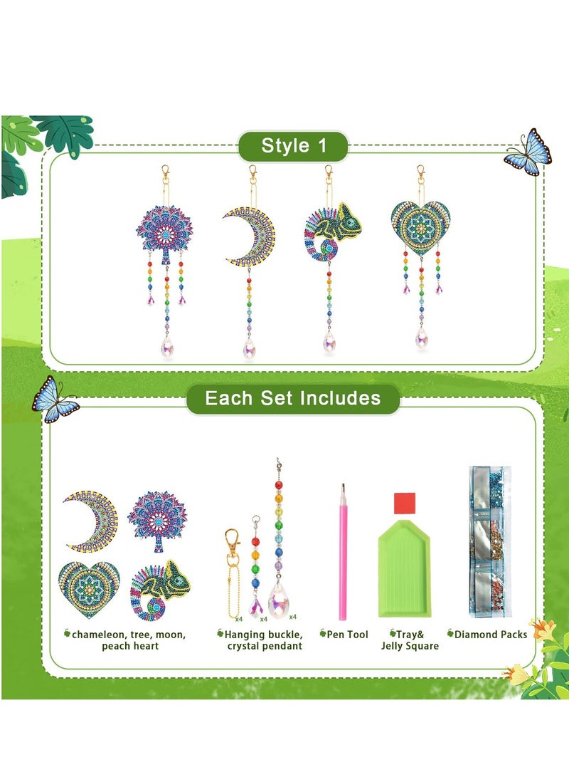 Wind Chime Kits, 4pcs Diamond Painting Wind Chime Double Sided Special Shaped Rhinestone Crystal Diamonds Painting Butterfly Hanging Ornament for Yard Decor - Image 5