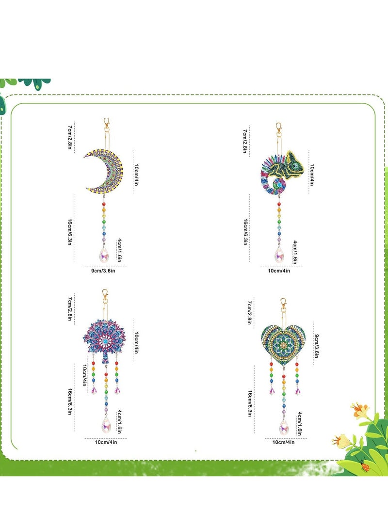 Wind Chime Kits, 4pcs Diamond Painting Wind Chime Double Sided Special Shaped Rhinestone Crystal Diamonds Painting Butterfly Hanging Ornament for Yard Decor - Image 2
