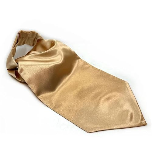 RR DESIGN Sophisticated Silk Ascot Tie for Men - Wedding Dress Formal Wear Accessory (Gold) - Image 1