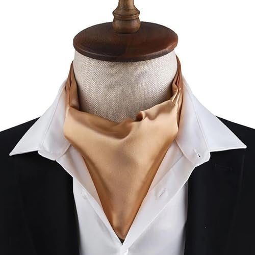 RR DESIGN Sophisticated Silk Ascot Tie for Men - Wedding Dress Formal Wear Accessory (Gold) - Image 3