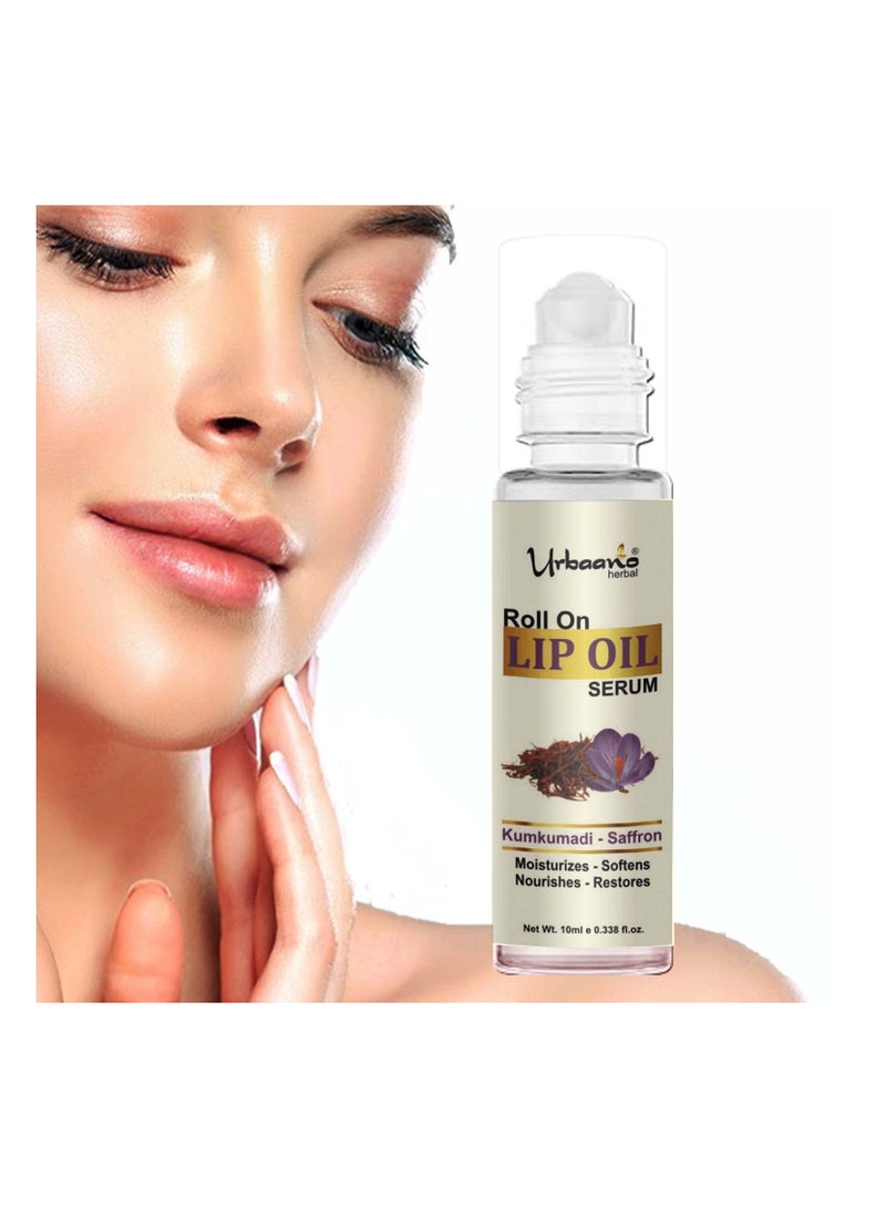 Urbaano Herbal Kumkumadi Lip Oil Serum Tint free Transparent Hydrates Softens Restores Natural Colour to Dark, Dry, Pigmented and Chapped Lips - Image 1
