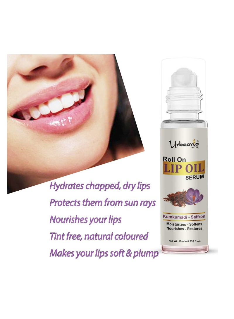 Urbaano Herbal Kumkumadi Lip Oil Serum Tint free Transparent Hydrates Softens Restores Natural Colour to Dark, Dry, Pigmented and Chapped Lips - Image 3