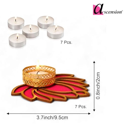 Ascension Decorative Lotus Tealight Candle Holder Stand Set of 7 - Lotus Reusable Diya for Floor Rangoli & Diwali Decoration Items, Home Decor, Diyas Indoor Outdoor Office Decor Gifting Items - Image 5