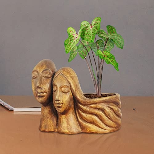 Lasaki Couple Antique Ceramic Pots for Indoor & Outdoor Plants | Decorative Balcony, Garden & Office Succulent Pot | Unique Designer Gamla Ceramic planters pots (16cm X 10cm X 14.5cm) - Image 5