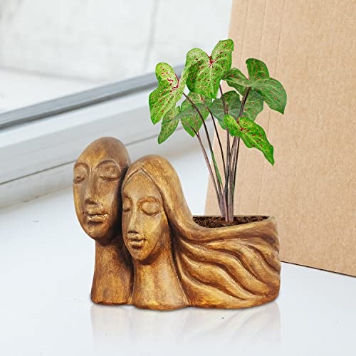 Lasaki Couple Antique Ceramic Pots for Indoor & Outdoor Plants | Decorative Balcony, Garden & Office Succulent Pot | Unique Designer Gamla Ceramic planters pots (16cm X 10cm X 14.5cm) - Image 3