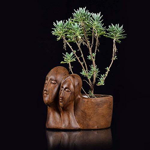 Lasaki Couple Antique Ceramic Pots for Indoor & Outdoor Plants | Decorative Balcony, Garden & Office Succulent Pot | Unique Designer Gamla Ceramic planters pots (16cm X 10cm X 14.5cm) - Image 1